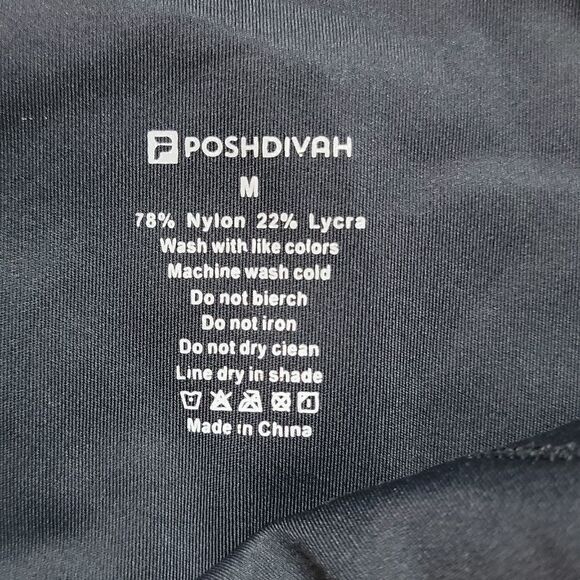 POSHDIVAH TUMMY CONTROL BLACK 7/8 CAPRI LEGGINGS, SIZE MEDIUM - Picture 4 of 8